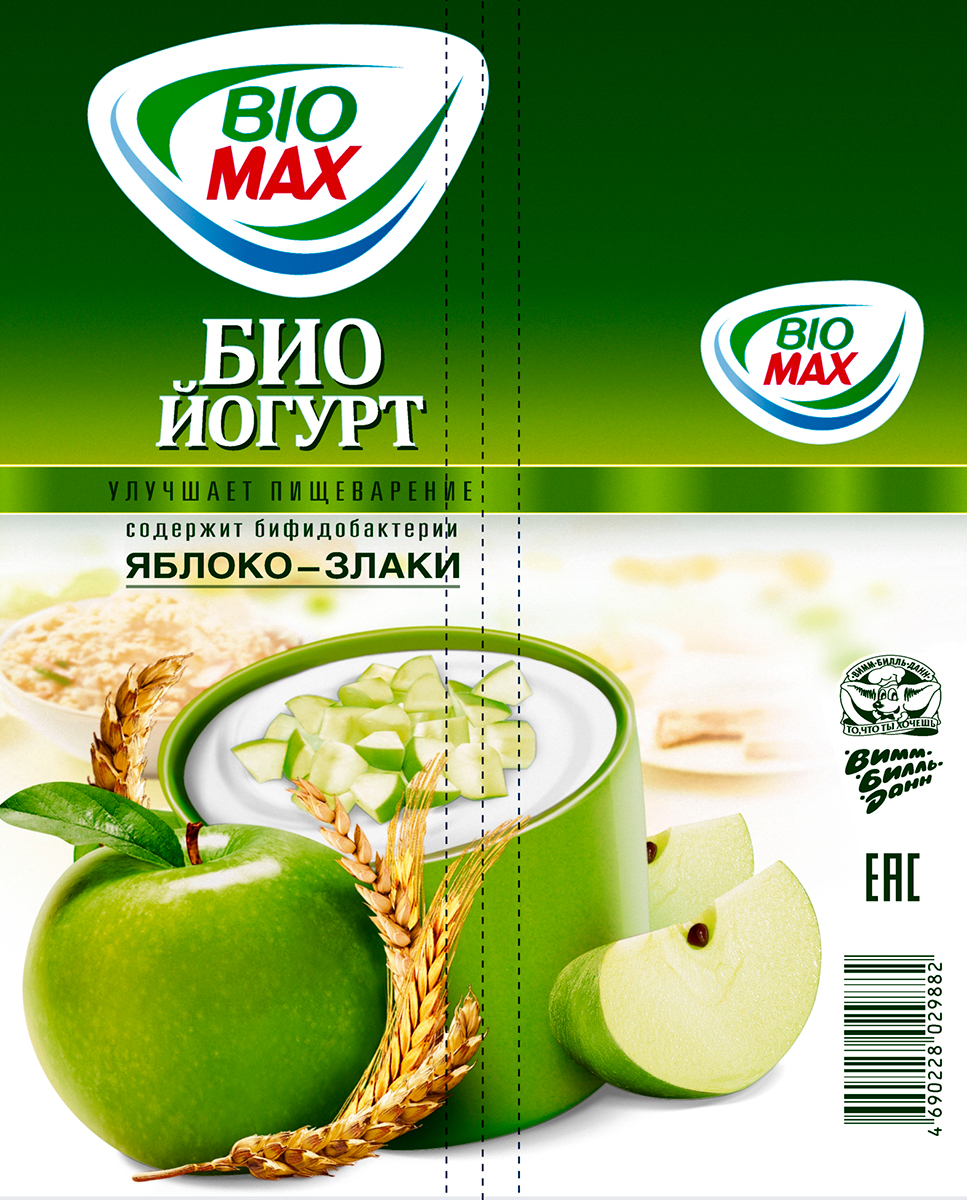Био-Йогурт Био Макс Яблоко/Злаки 2,7-2,9%