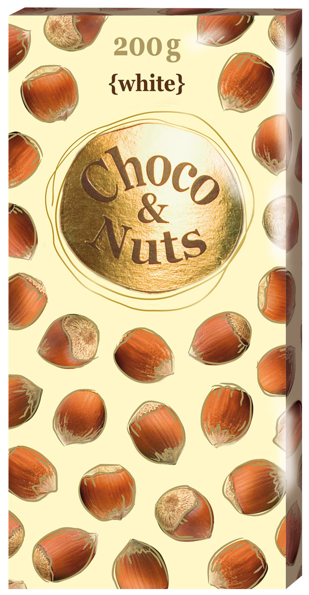 Шоколад Choco&Nuts белый с цельным фундуком