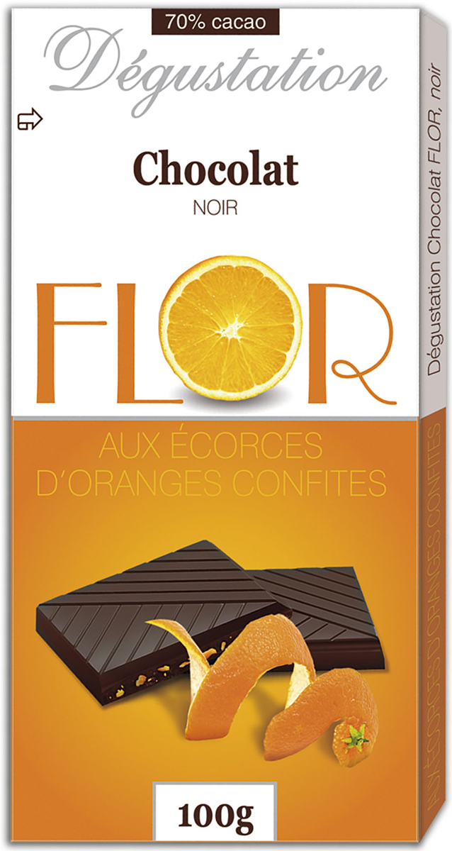 Шоколад Флор темный 70% с апельсиновой цедрой