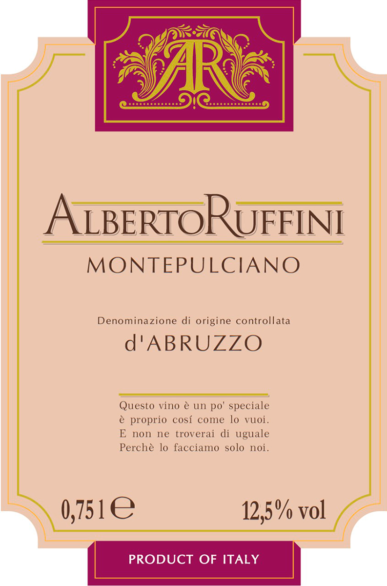 Вино Альберто Руффини Монтепульчано Д'Абруццо защ.наим.кр.сух